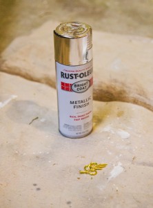 Spray paint gold screw hooks