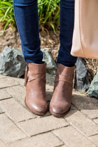 fall brown booties with tassel