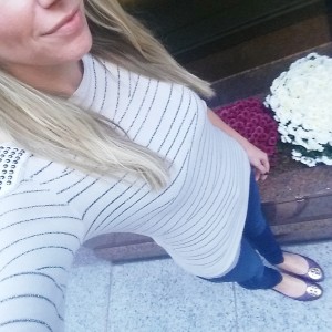 A/X Striped studded sweater and tory burch flats