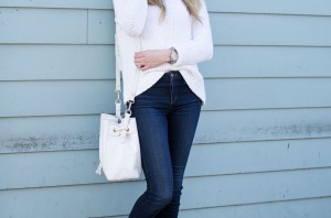 white and navy outfit