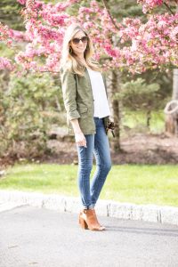 military jacket and jeans
