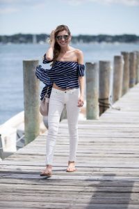shein off the shoulder striped top