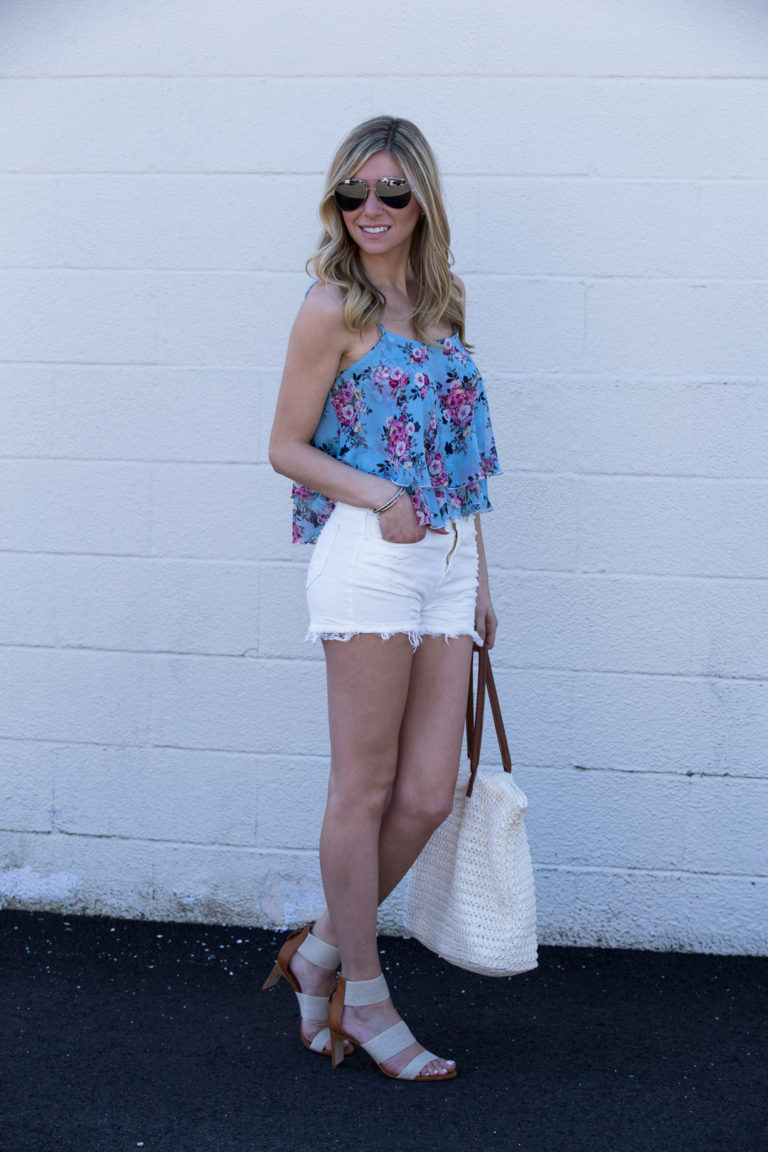 Florals and Frayed Shorts - The Glamorous Gal | Everything Fashion