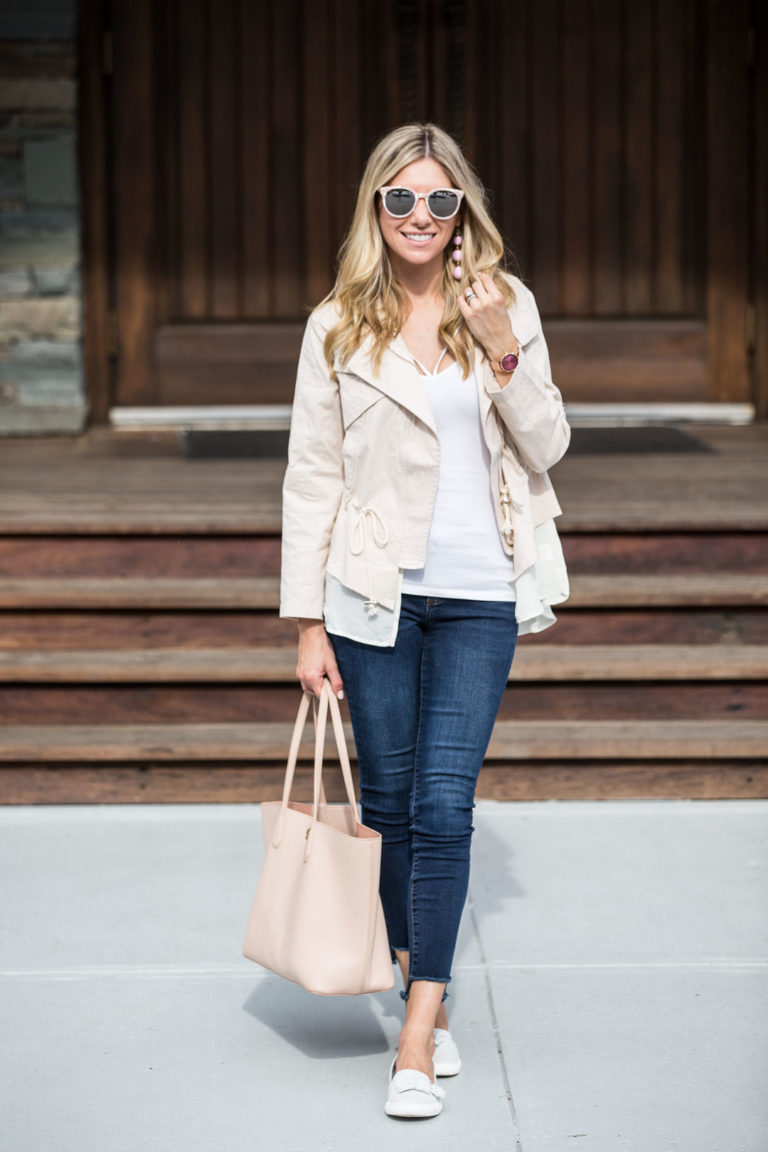 Blush Peplum Jacket for Fall - The Glamorous Gal | Everything Fashion