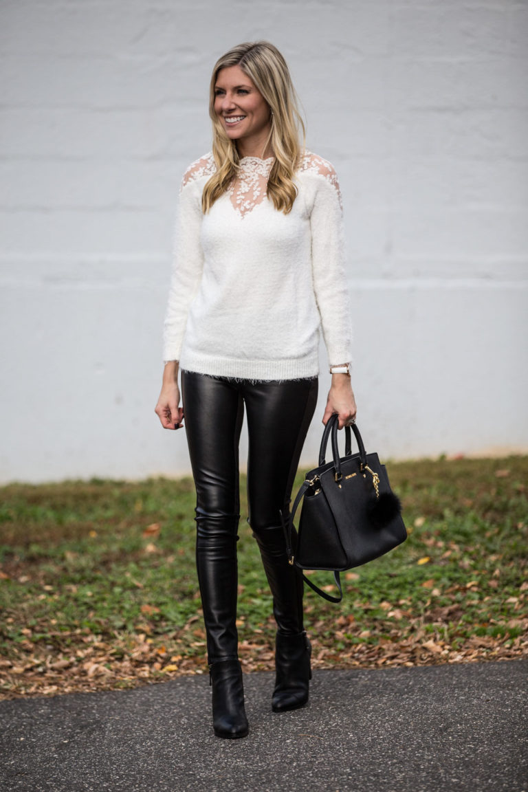 Lace Mohair Sweater and Leather - The Glamorous Gal | Everything Fashion