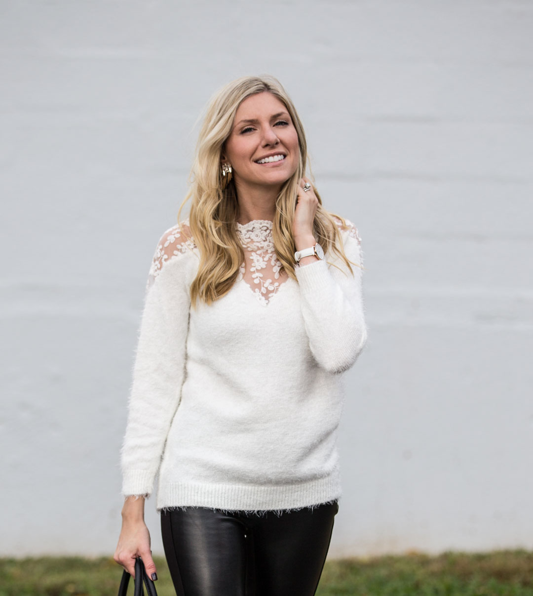 Romwe Lace Mohair Sweater under $25