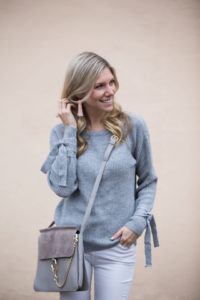 Gray Lace Detail Sweater and Over the Knee Boots