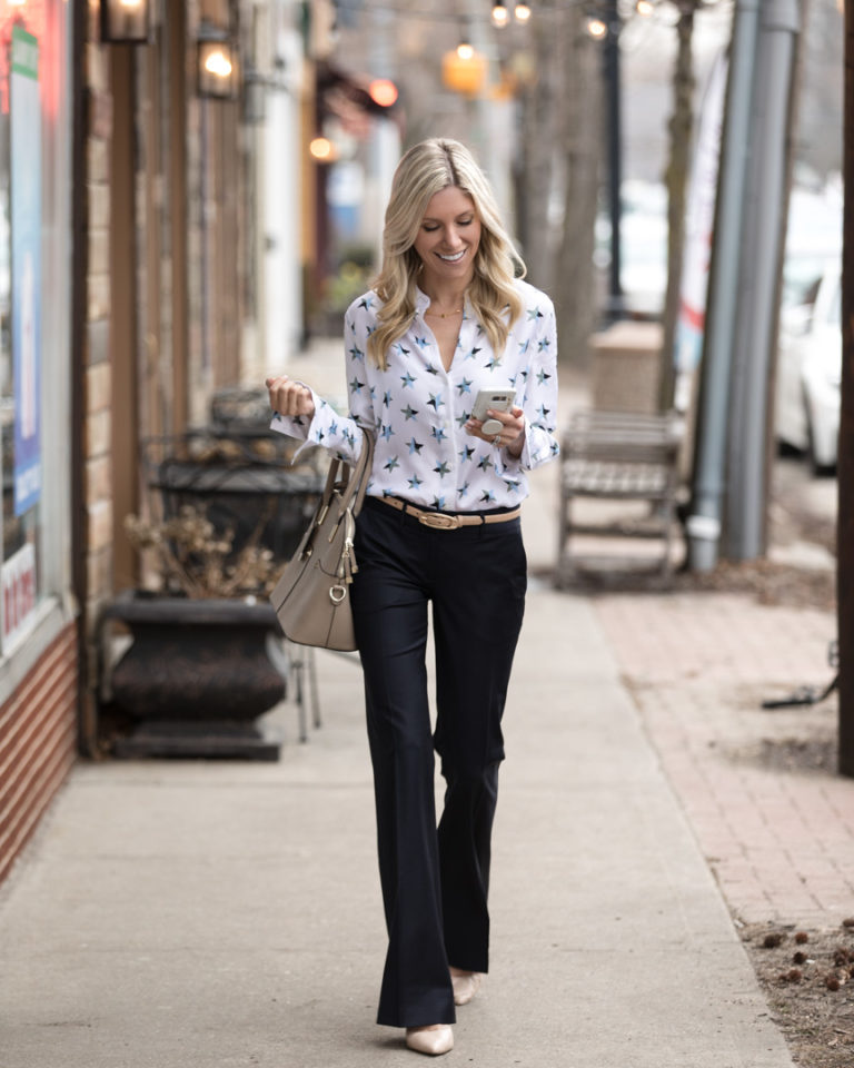 From Desk to Dinner - Star Button Down Top - The Glamorous Gal ...