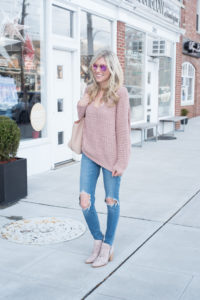oversized blush sweater and bralette