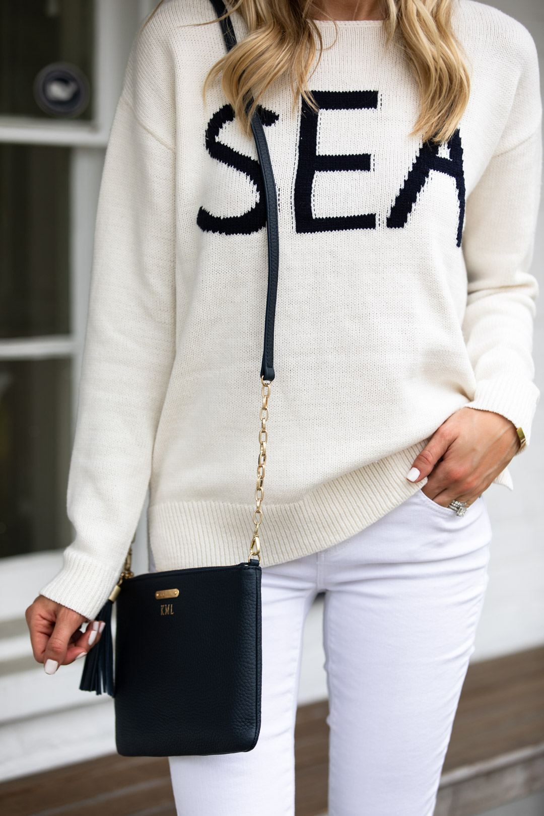 Loft Nautical Sweater & White Jeans
