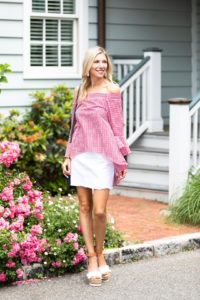 Out of the Box Gifts Red Gingham Top and White Denim Skirt