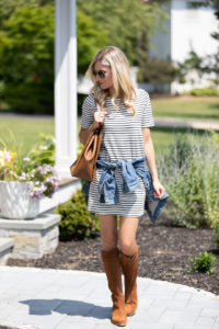 Casual Striped Dress & Suede Boots