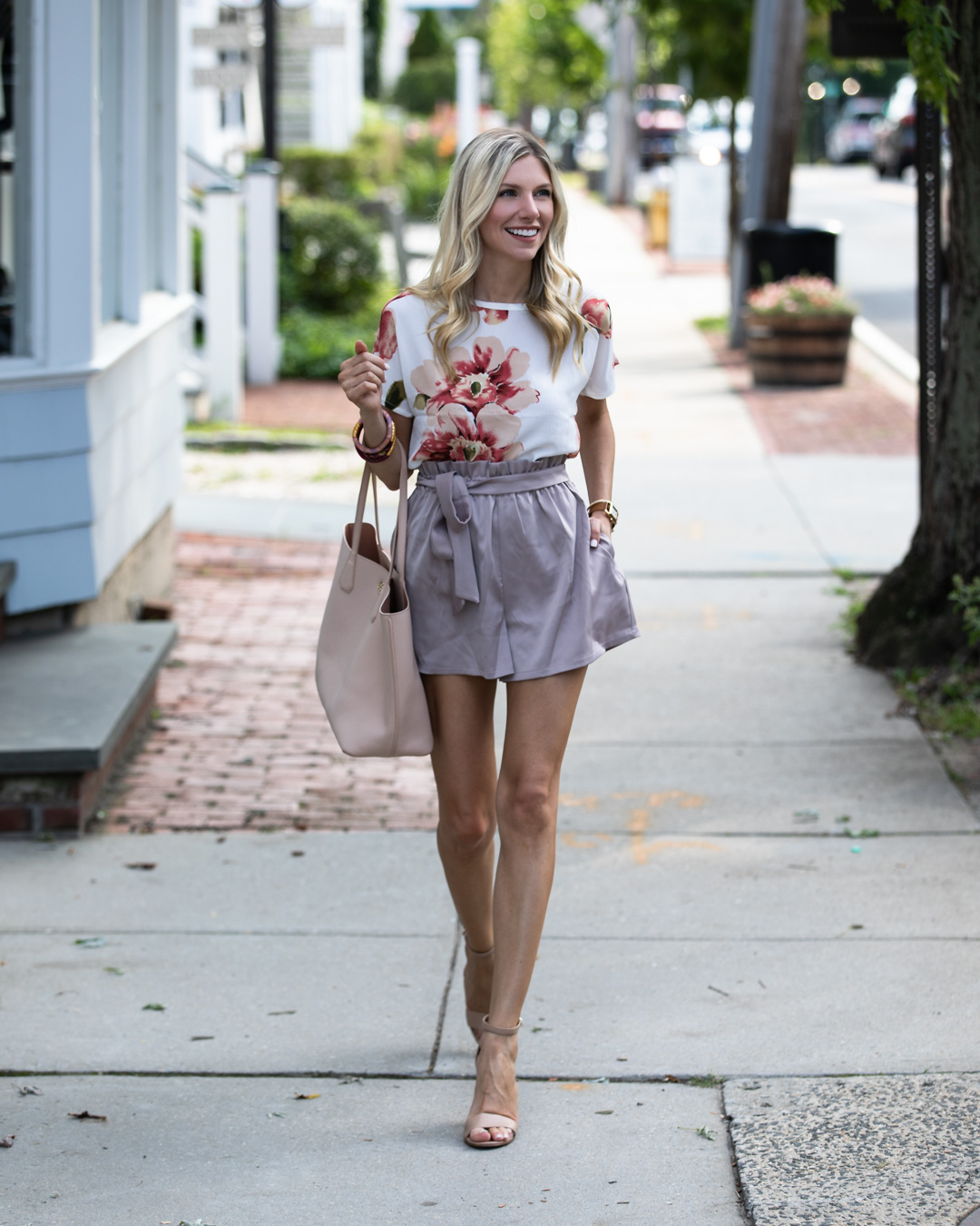 Shein Floral Top & Lilac Shorts