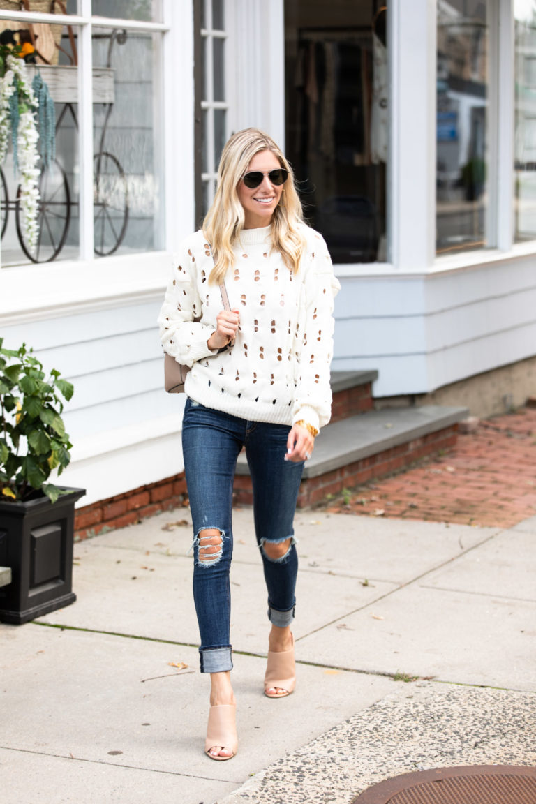 White Cutout Sweater - The Glamorous Gal | Everything Fashion