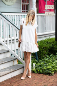Chicwish White Shift Dress wtih Pearl Embellishments