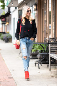 Chicwish Black and Red Heart Sweater