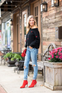 Chicwish Black and Red Heart Sweater