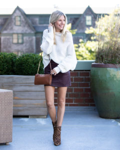Goodnight Macaroon Leather Skirt & Slouchy Sweater