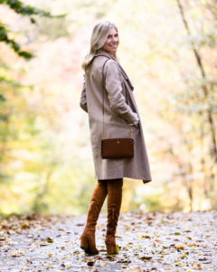 Chicwish Tan Wool Coat & Over the Knee Boots
