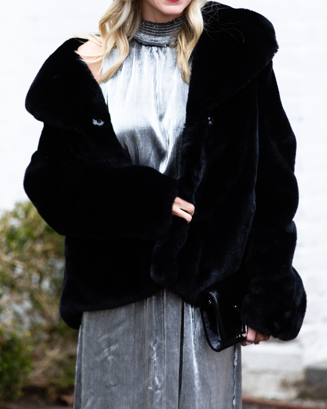 Kensie Silver Dress and Faux Fur Jacket