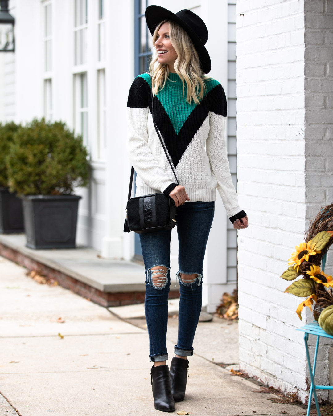 VICI Turquoise Color Block Sweater