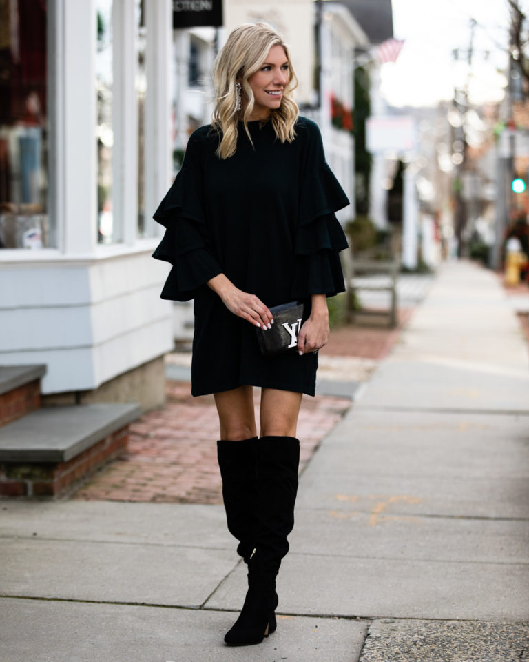 Ruffle Sleeve Sweater Dress - The Glamorous Gal | Everything Fashion