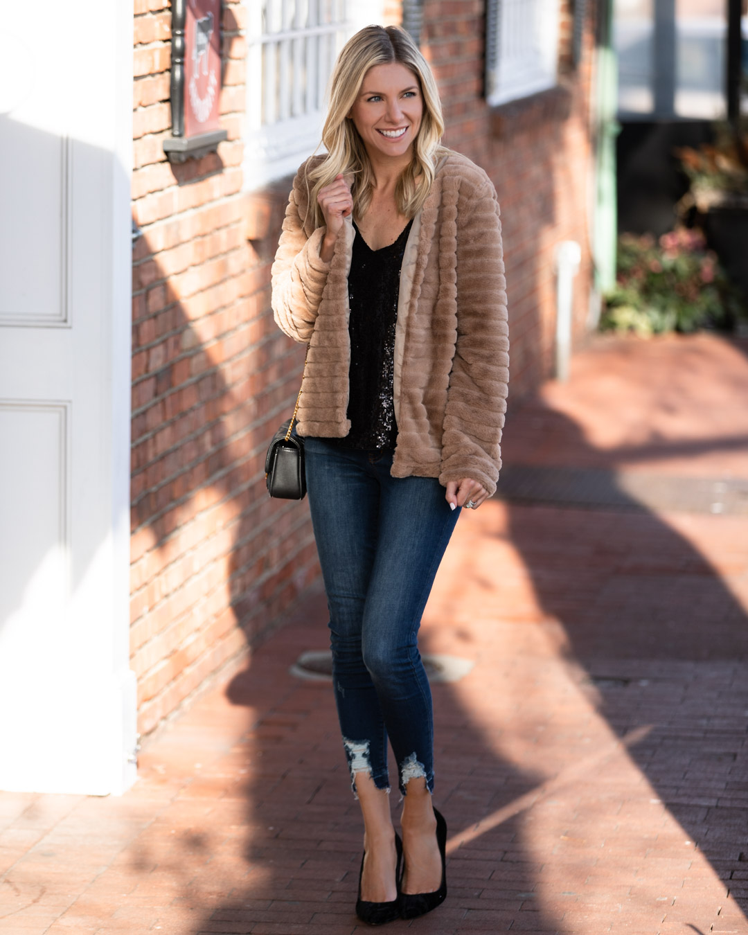 Sequin Tank and Faux Fur Jacket