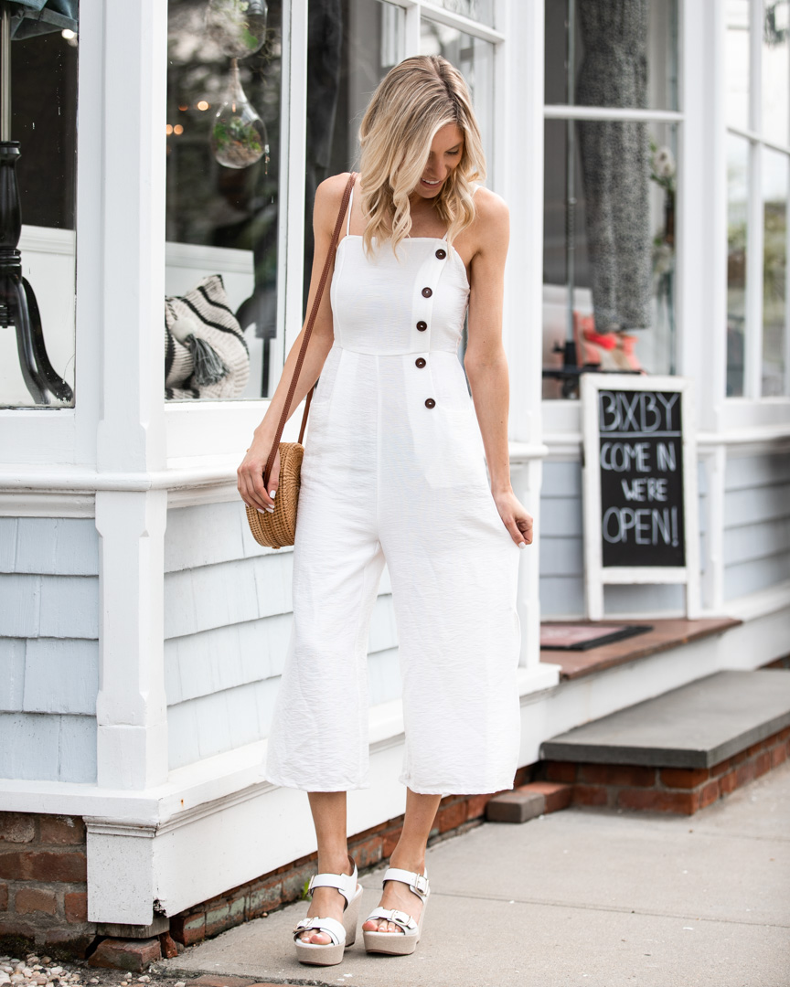 White Jumpsuit with Button Detail