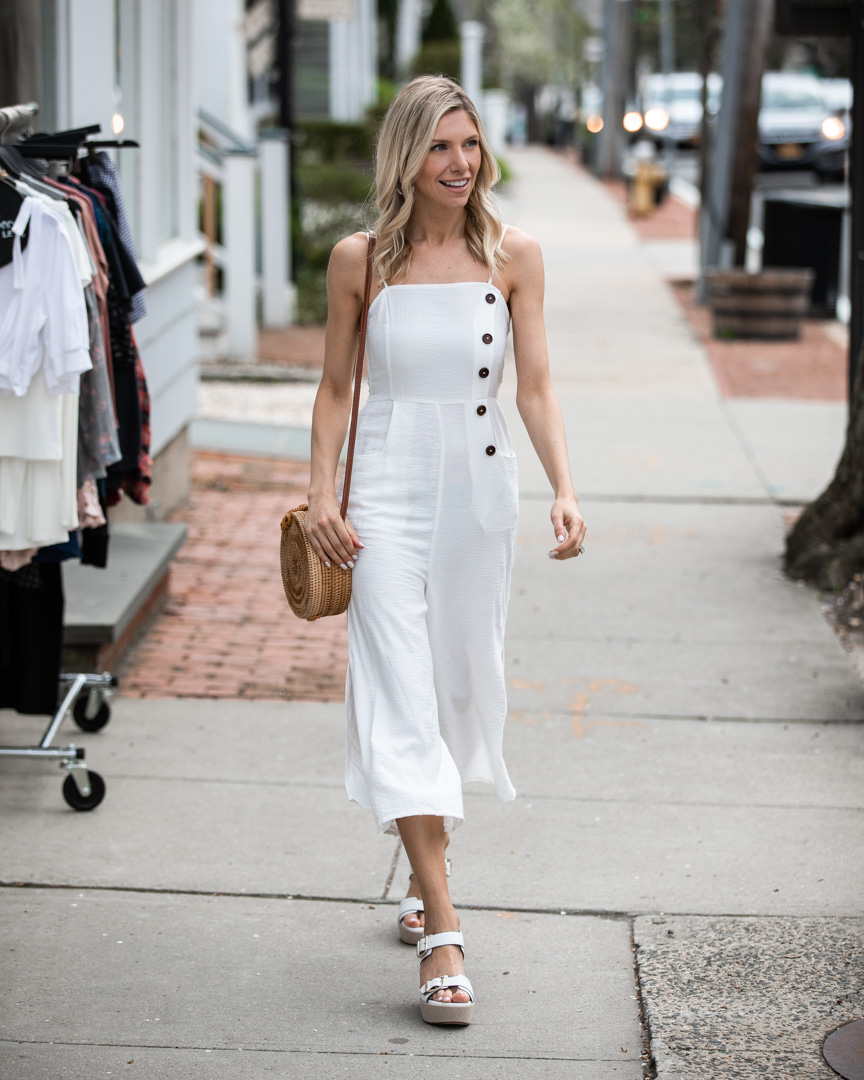 White Jumpsuit with Button Detail