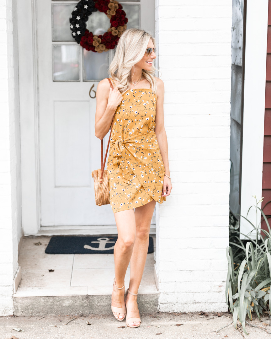 floral mustard colored dress