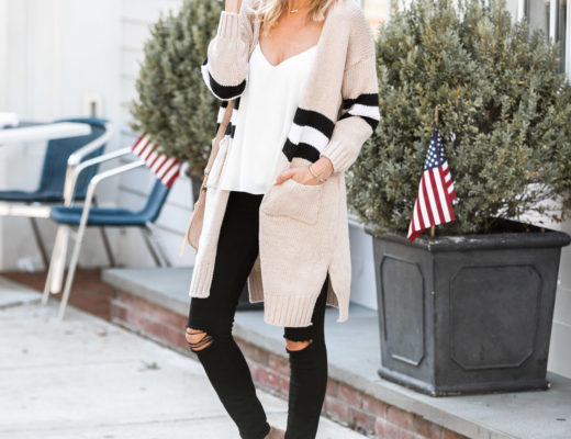 long cardigan and suede booties for fall The Glamorous Gal