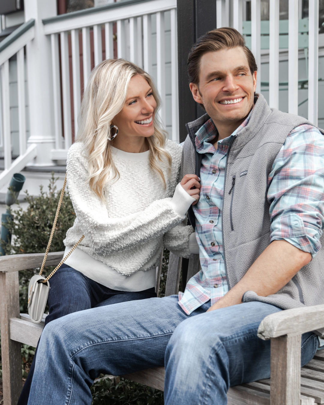 southern-shirt-white-sweater-gray-vest-plaid-button-down-the-glamorous-gal